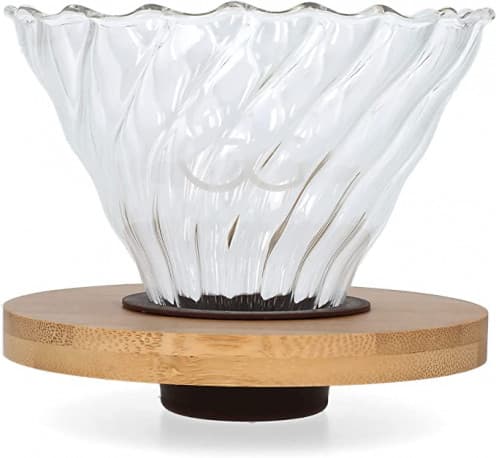 Barista Genie Glass Coffee Filter Dripper With Wood Base Size102