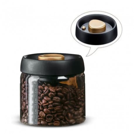 MIBRU Glass Canister with Pump Vacuum Lids 500ml for Coffee Beans, Ground Coffee, Tea Leaves, Snacks for Fresh Keeping