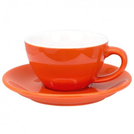Ceramic Coffee Cup With Plate Perfect for Single or Double Espresso Cappuccino Latte and Tea 150ml ORANGE