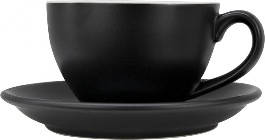 Ceramic Coffee Cup With Plate Perfect for Single or Double Espresso Cappuccino Latte and Tea 150ml black
