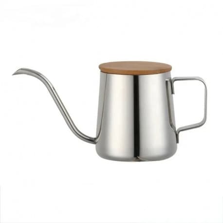 350ml Coffee Kettle - Silver - Stainless Steel & Bamboo