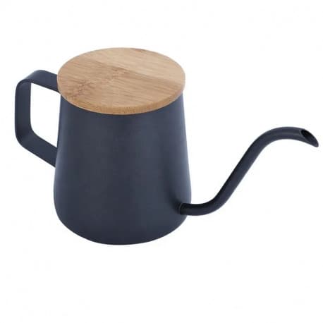 350ml Coffee Kettle - Black - Stainless Steel & Bamboo