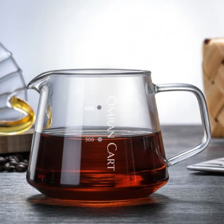 Server Pot - 600ml Heat-Resistant v60 Borosilicate Glass Carafe with Easy-Pour Spout, Perfect for Pour-Over Omran cart