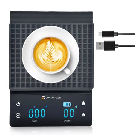 Omran Cart Coffee Scale with Timer 0.1gm Precision Digital Scale for V60 & Espresso Brewing, USB-C Rechargeable, LCD Display