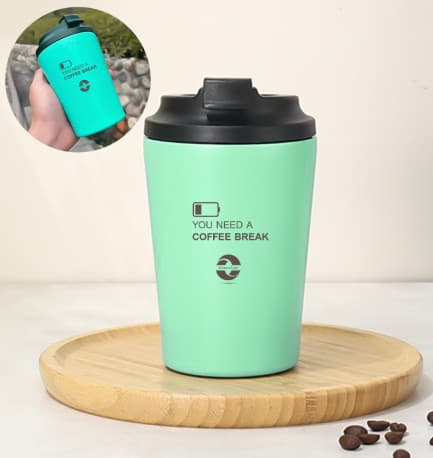 Omran Cart Coffee Travel Mug 12oz Stainless Steel, Seafoam Green, Double-Wall Insulated, Leakproof, Eco-Friendly Reusable Cup