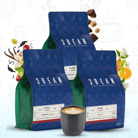 Coffee Bean Happiness Set – 3Bean Roastery Ethiopia & Colombia with Ceramic Cup