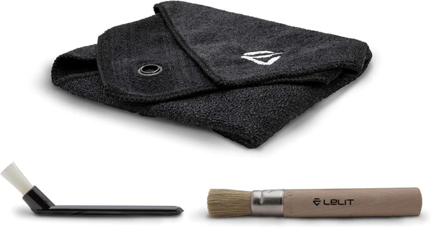 Lelit - Cleaning Kit For Coffee Machines - With Microfibre Cloth, Wooden Brush & Nylon Brush - PLA9101 - Black