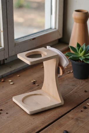 Omran Cart Wooden V60 Holder with Filter Paper Holder – Sticker for Wall or Back of V60 Holder