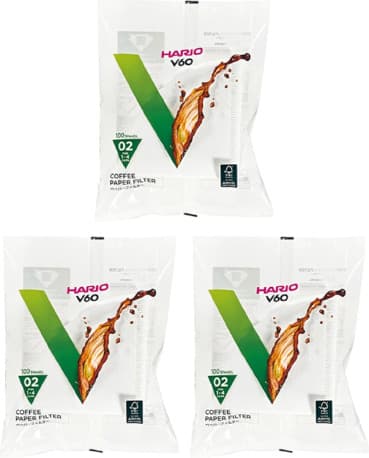 HARIO Coffee Paper Filters, Pack of 3/300 Sheets, White